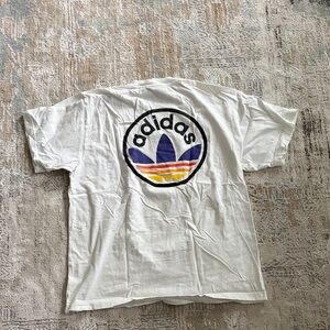 Adidas White Tee with Multicolor Logo